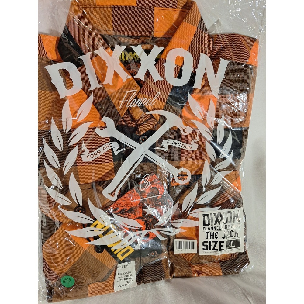Dixxon Flannel Co The Jack Orange Brown Buffalo Plaid Shirt Mens Large NWT